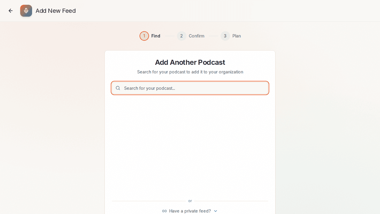 Add Feed search interface