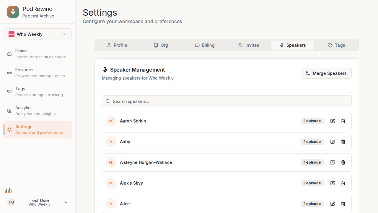 Speaker management settings